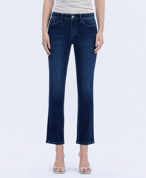 Mid Rise Ankle Slim Straight Jeans-Vervet T6998