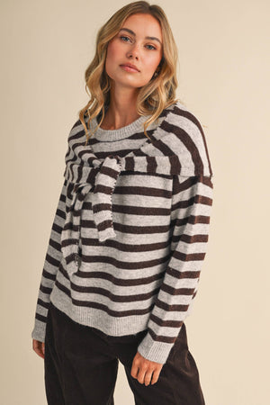 STRIPED SWEATER WITH SCARF SET-  Klesis - IT4895