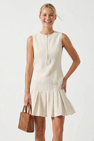 Garment Wash Drop Waist Pleated Hem Dress-Naked Zebra WD8043