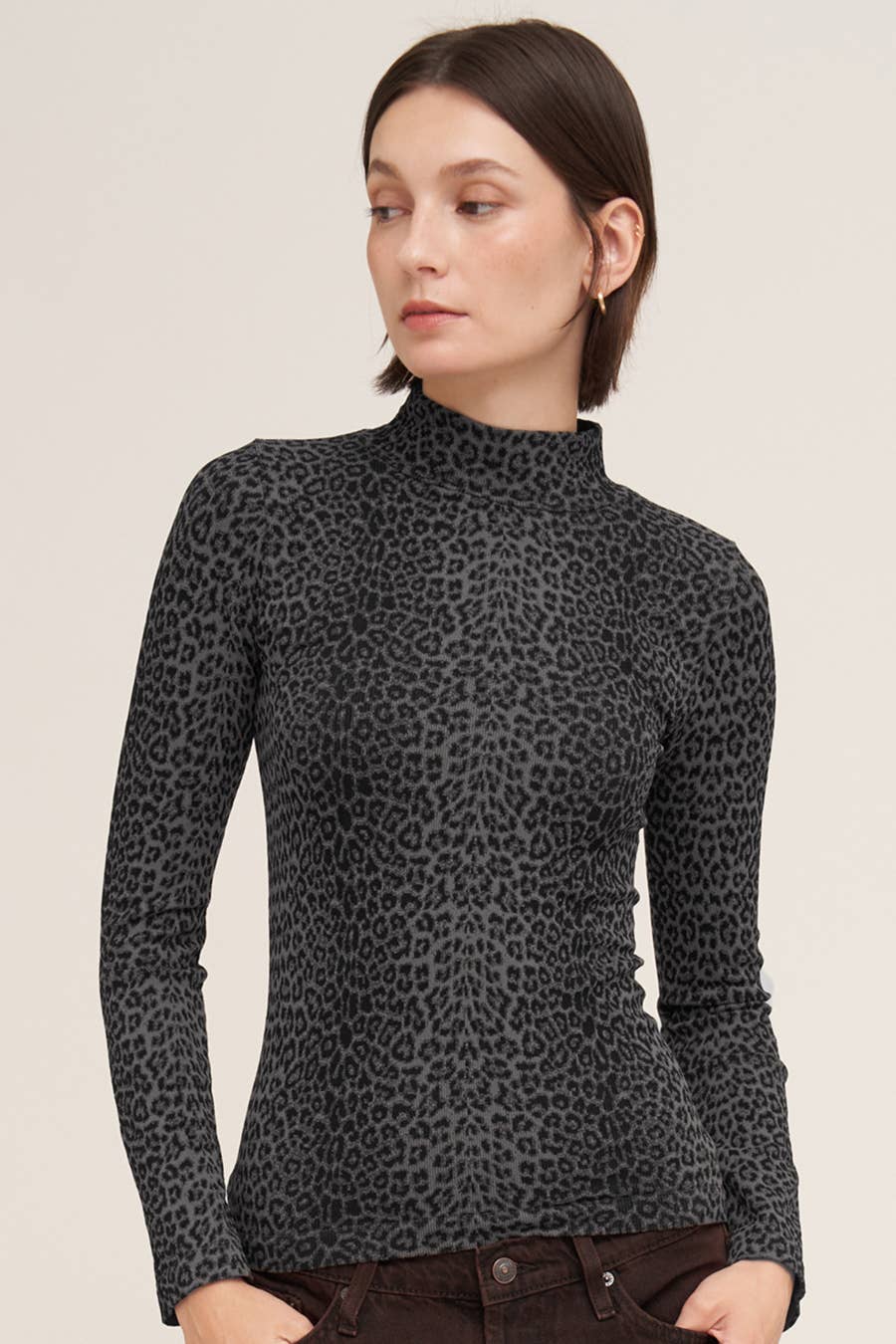 Leopard Mock Neck LS Top NIKIBIKI  NS8521