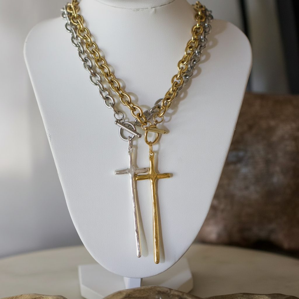 Elongated Cross Toggle Necklace - Deep South Originals