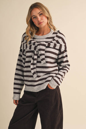 STRIPED SWEATER WITH SCARF SET-  Klesis - IT4895