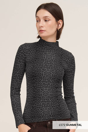 Leopard Mock Neck LS Top NIKIBIKI  NS8521