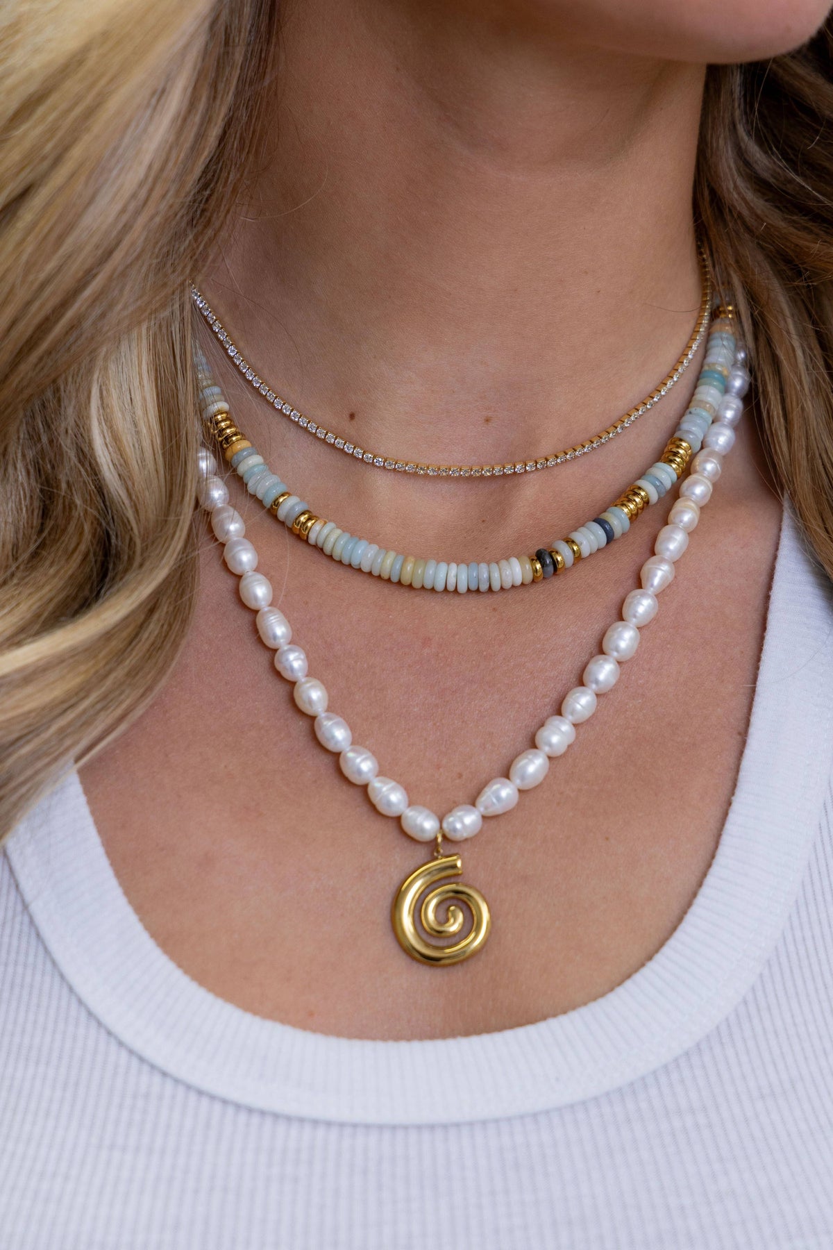 Amazonite Beaded Necklace-Sahira Jewelry Design