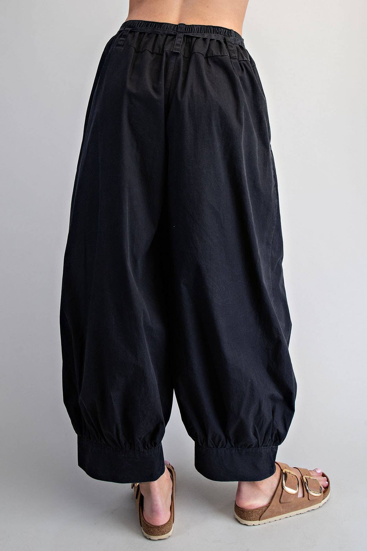 SOLID TIE WAIST BALLOON PANTS-Peace Love Line PM3108