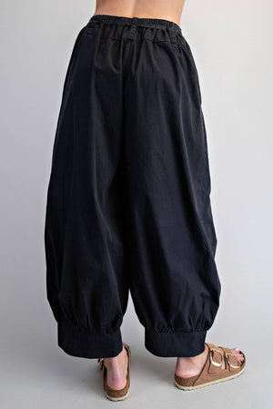 SOLID TIE WAIST BALLOON PANTS-Peace Love Line PM3108