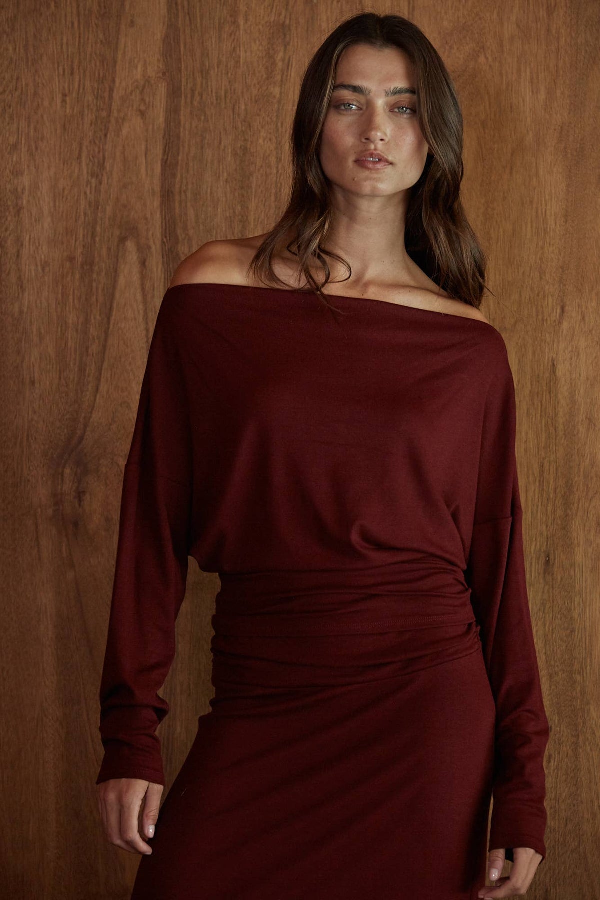 Knit Rayon Spandex Boatneck top  By Together - L9966T