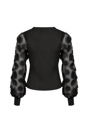 Long Sleeve Top with Mesh Detail-RIVIR AK568T