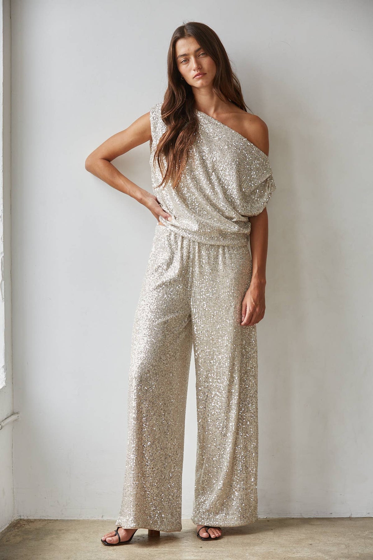 Sequin Boat Neck Top-By Together L10225T