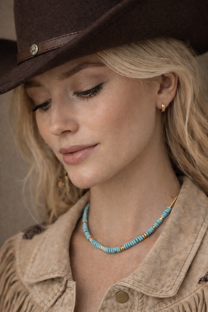 Turquoise Beaded Necklace-Sahira Jewelry Design -