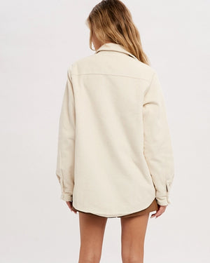 BluIvy Ecru Corduroy Sherpa Jacket