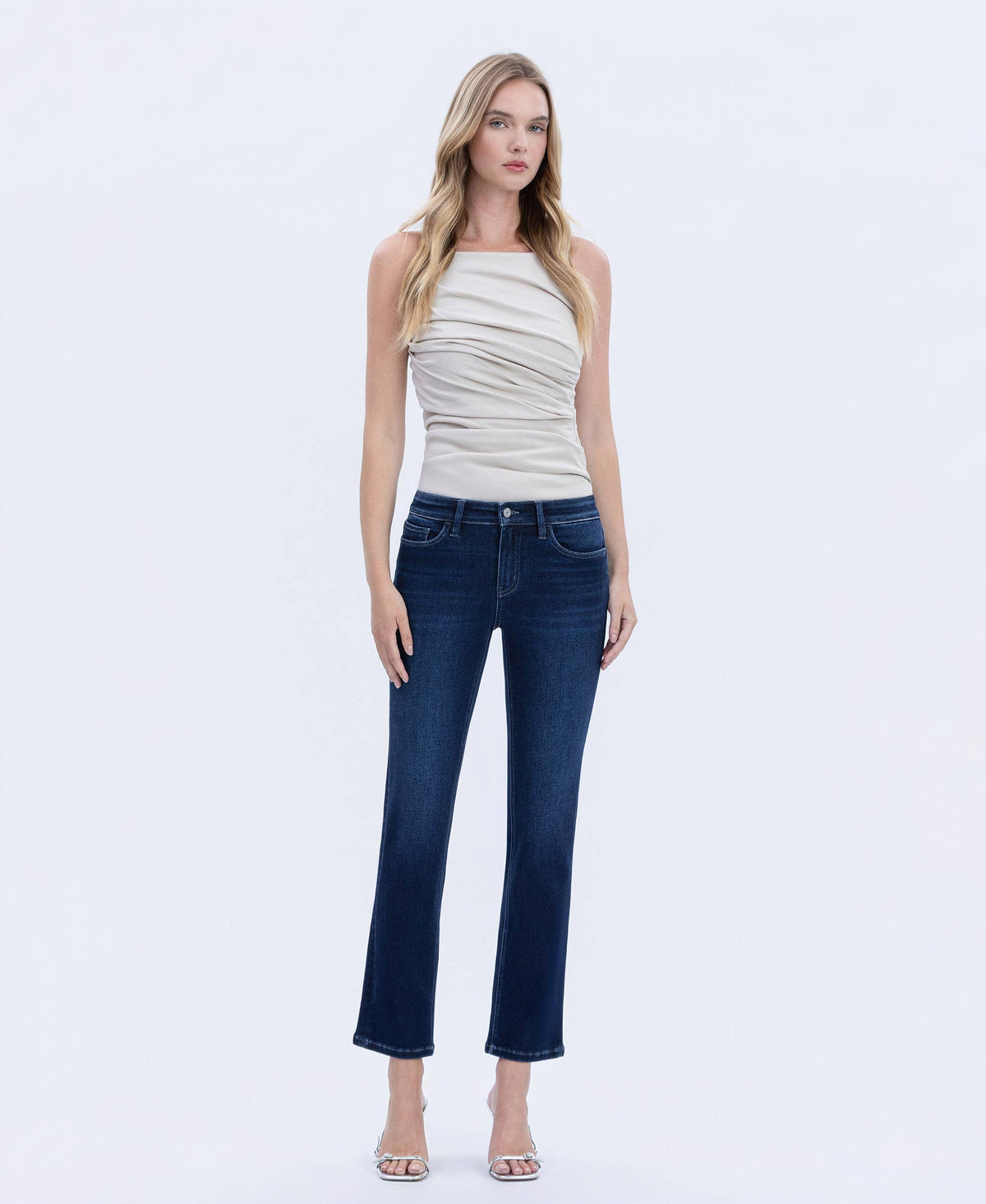 Mid Rise Ankle Slim Straight Jeans-Vervet T6998