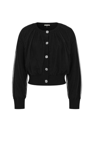 Marielle Crew-Neck Tulle Cardigan-RIVIR JO306