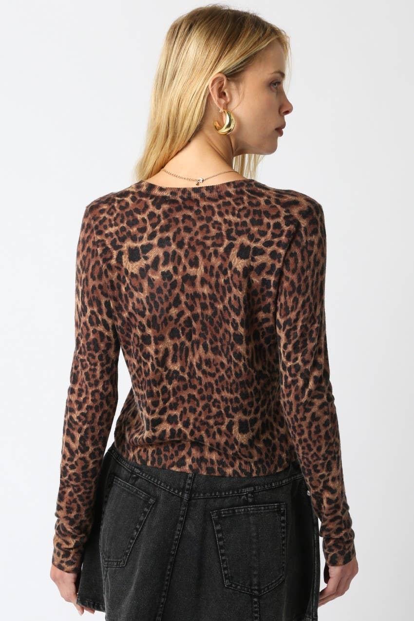 Christine Leopard Cardigan-Olivaceous 2504