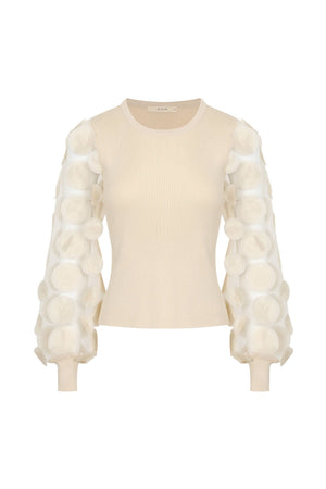 Long Sleeve Top with Mesh Detail-RIVIR AK568T