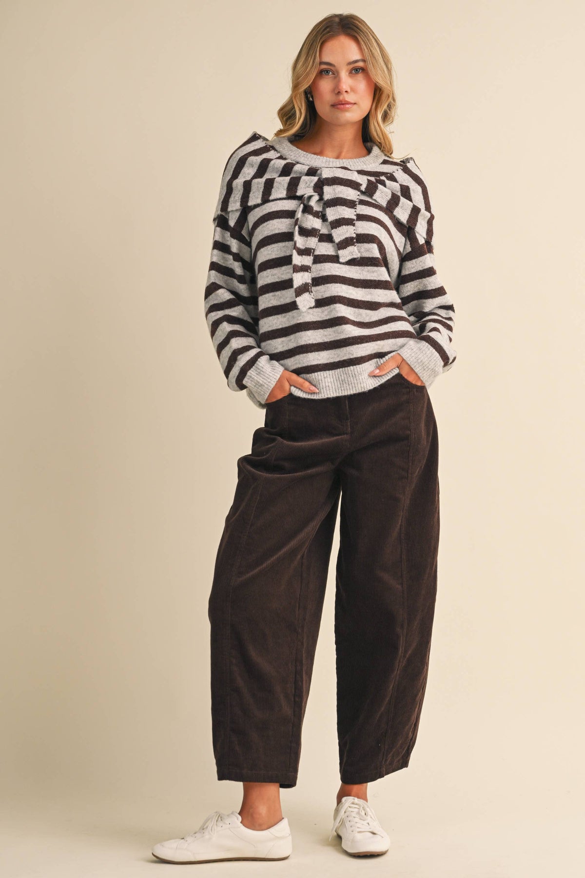 STRIPED SWEATER WITH SCARF SET-  Klesis - IT4895