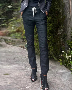 Bevy Flog - Tali Vegan Leather Crystal Tie Jogger Pants