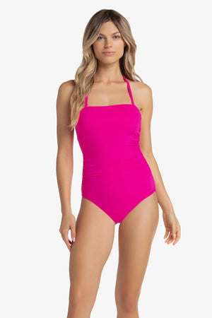 Classic Bandeau One Piece in Lotus Pink - Helen Jon