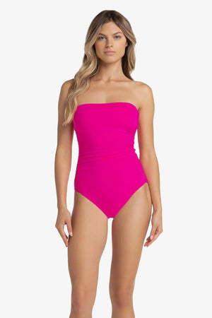Classic Bandeau One Piece in Lotus Pink - Helen Jon