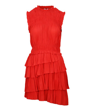 Lucy Paris Red Tory Pleated Dress