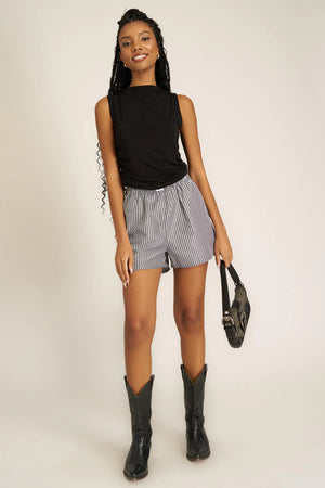 Wyatt Ruched Side Tank in Black - Project Social T