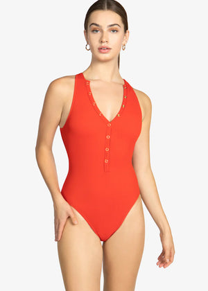 Amy High Neck One Piece in Marmalade - Robin Piccone