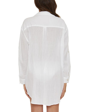 Becca White Button Front Shirt with Sash
