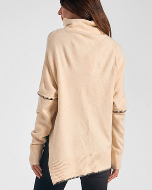 Elan Beige Stitched Sweater