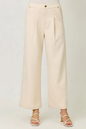 Suede Trouser in Ivory - Mystree