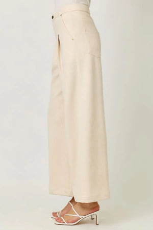 Suede Trouser in Ivory - Mystree