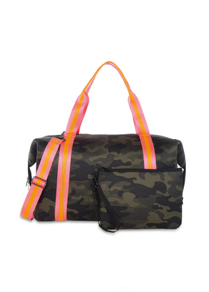 Haute Shore - Trip Weekender Bag (Morgan, Green Camo w/Orange & Pink Straps)