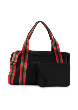 Haute Shore - Morgan Bello Weekender Bag (Black w/Red & Green Stripes)