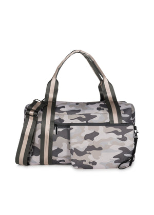 Haute Shore - Morgan Safari Weekender Bag (Taupe Camo w/Charcoal & Rosegold Strap)