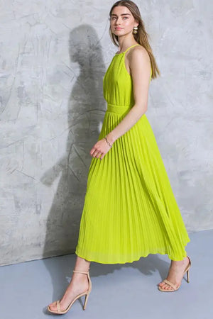 Flying Tomato Lime Pleated Solid Midi Dress alt view 1