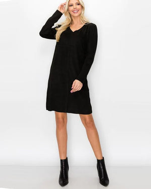 JOH Black Aurora Faux Suede Dress alt view 1