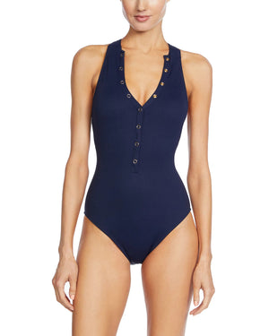 Robin Piccone Navy High Neck Amy One Piece