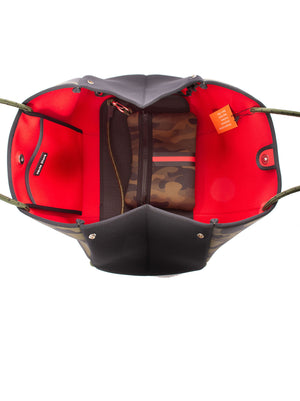 Haute Shore - Greyson Brat2 Neoprene Tote Bag w/Zipper Wristlet Inside (Greyson, Camo Gren w/Black & Red Stripe) alt view 7