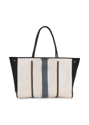 Haute Shore - Greyson Sahara Neoprene Tote Bag w/Zipper Wristlet Inside (Greyson, Beige Camo w/White & Rosegold Stripe) alt view 1