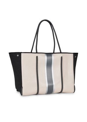 Haute Shore - Greyson Sahara Neoprene Tote Bag w/Zipper Wristlet Inside (Greyson, Beige Camo w/White & Rosegold Stripe) alt view 2