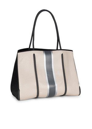 Haute Shore - Greyson Sahara Neoprene Tote Bag w/Zipper Wristlet Inside (Greyson, Beige Camo w/White & Rosegold Stripe) alt view 5