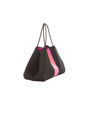 Haute Shore - Greyson Rave Neoprene Tote Bag w/Zipper Wristlet Inside (Rave, Black w/Hot Pink Orange) alt view 1