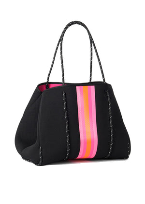 Haute Shore - Greyson Rave Neoprene Tote Bag w/Zipper Wristlet Inside (Rave, Black w/Hot Pink Orange) alt view 7