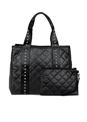 Haute Shore - Jaime Carbon Tote Bag (Jaime, Black w/Gunmetal Studded Straps)