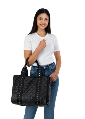 Haute Shore - Jaime Carbon Tote Bag (Jaime, Black w/Gunmetal Studded Straps) alt view 6