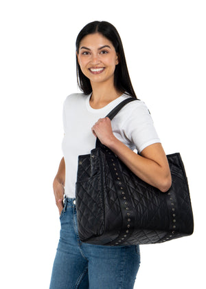 Haute Shore - Jaime Carbon Tote Bag (Jaime, Black w/Gunmetal Studded Straps) alt view 8