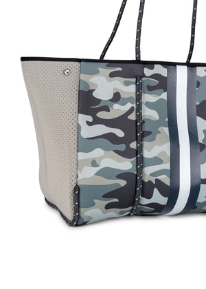 Haute Shore - Greyson Refresh Neoprene Tote Bag w/Zipper Wristlet Inside (Greyson, Sage Camo w/Navy & White Stripe) alt view 3