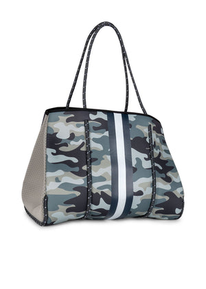 Haute Shore - Greyson Refresh Neoprene Tote Bag w/Zipper Wristlet Inside (Greyson, Sage Camo w/Navy & White Stripe) alt view 4
