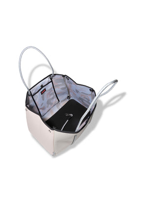 Haute Shore - Greyson Shell Neoprene Tote Bag w/Zipper Wristlet Inside (Greyson, Greige Coated w/White Greige & Peach Stripe) alt view 5