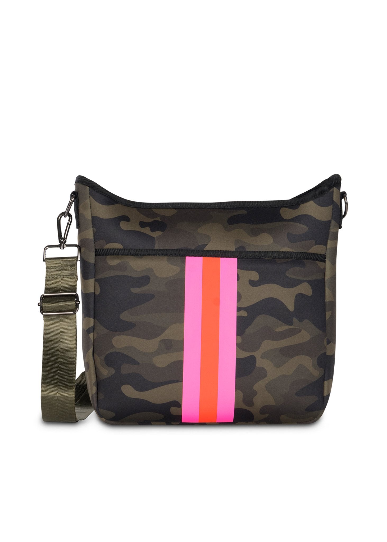 Haute Shore  Neoprene Camo Tote w/ Hot Pink Orange Stripes - Showoff