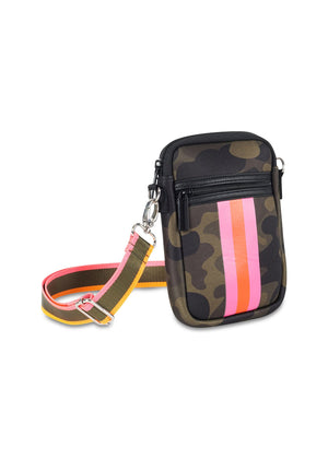 Haute Shore - Casey Showoff Neoprene Cell Phone Case (Casey, Camo Green w/Orange & Pink Stripe) alt view 1